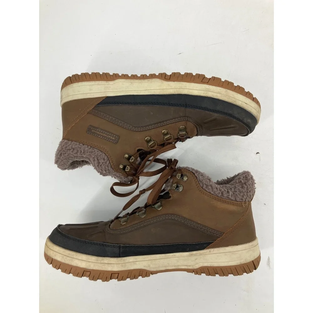 Weatherproof Slope Duck Boots Mens 12 Brown Faux Fur Lined Ankle 1624753